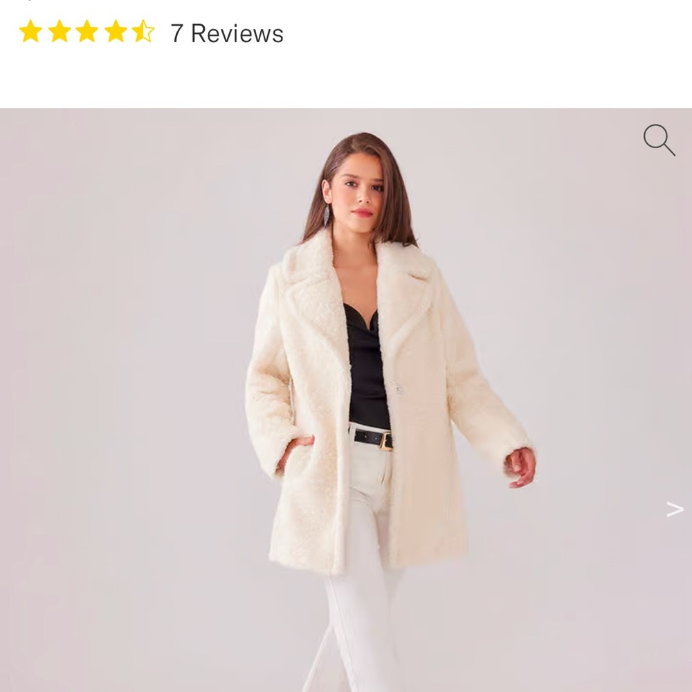 Women's Cream Faux Fur Coat